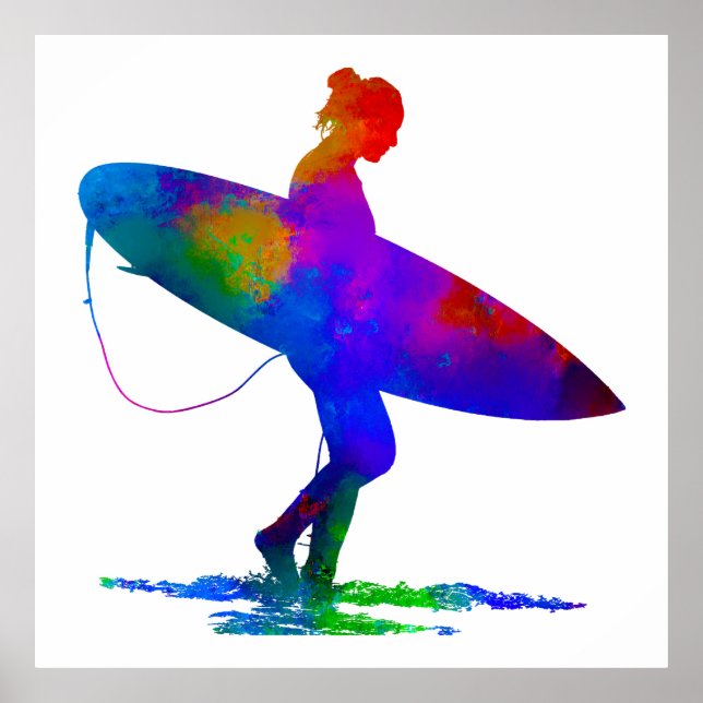 Poster Surfer Girl Paint Splash (Frente)