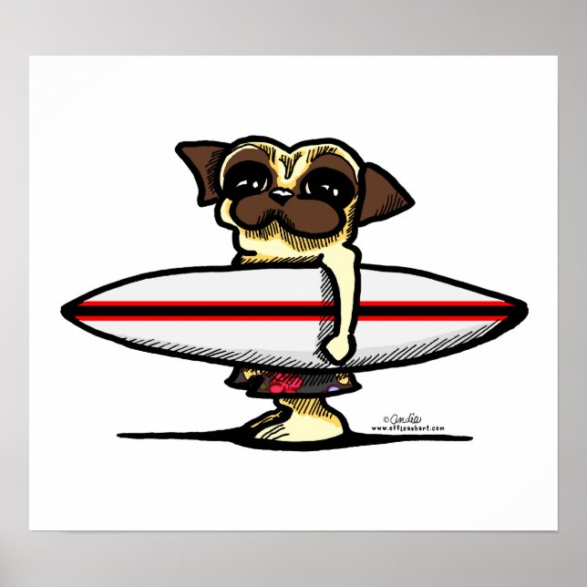 Póster Surfer Pug (Frente)