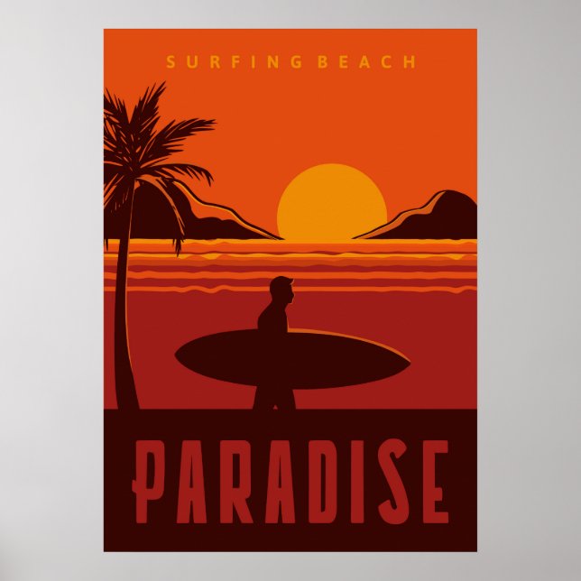 Poster Surfing Beach Paradise (Frente)