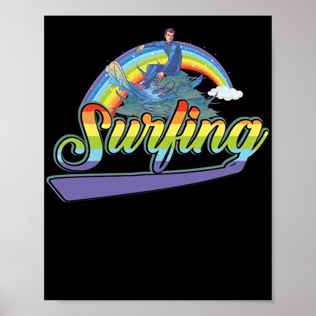Poster Surfing Rainbow Beach Summer (Frente)
