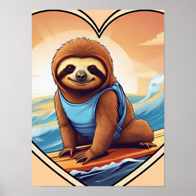 Poster Surfing Sloth (Frente)