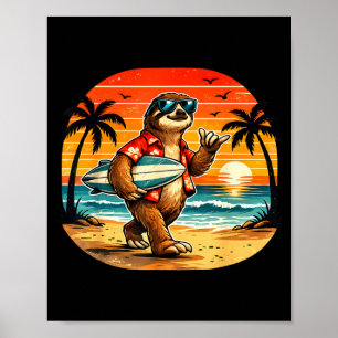Poster Surfista de preguiça havaí onda surf praia
