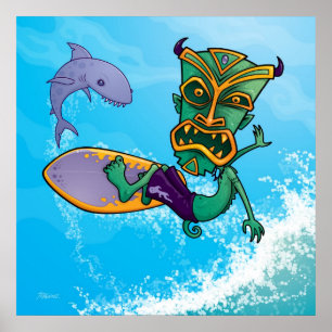 Póster Surfista de Tiki