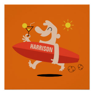 Póster Surfista engraçado com o poster conhecido feito