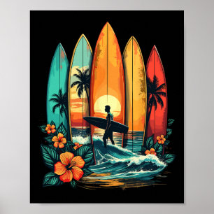 Poster Surfista havaiano onda surf praia surfista