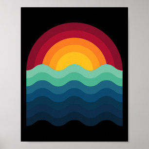 Poster Surfista Prancha de Surfe Pôr do Sol Surfe Surfism