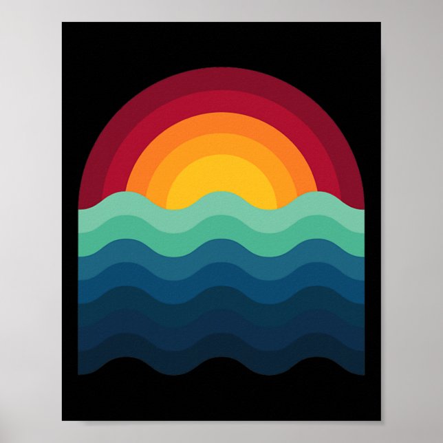 Poster Surfista Prancha de Surfe Pôr do Sol Surfe Surfism (Frente)