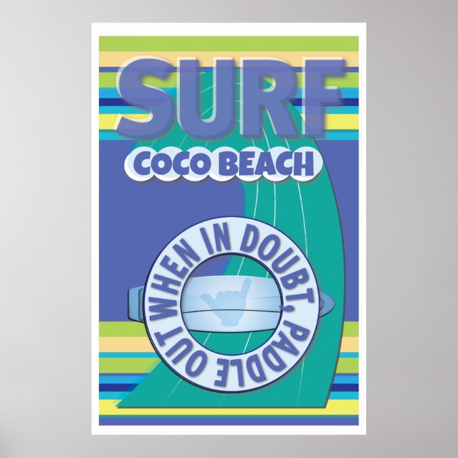 Poster Surfista - quando em dúvida, remar para fora (Frente)