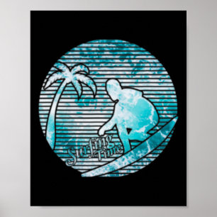 Poster Surfista Retro Sol Vintage Surfe Prancha de Surfe
