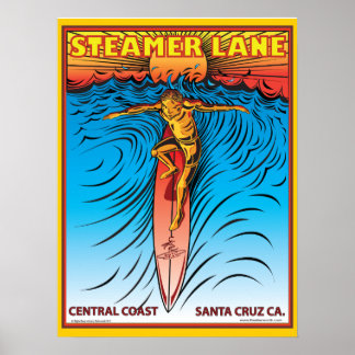 POSTER SURFS STEAMERLANE CRUZ