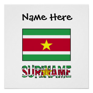 Póster Suriname Bandeira Surinamesa Personalizada 