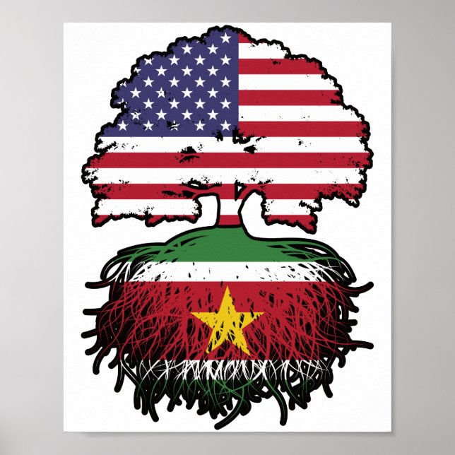 Poster Suriname Surinamese American Tree Roots Flag (Frente)