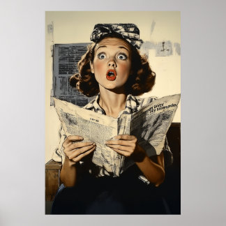 Poster Surpreendido com a Leitura de Jornal