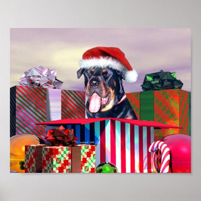 Poster Surpresa de Natal do Rottweiler (Frente)