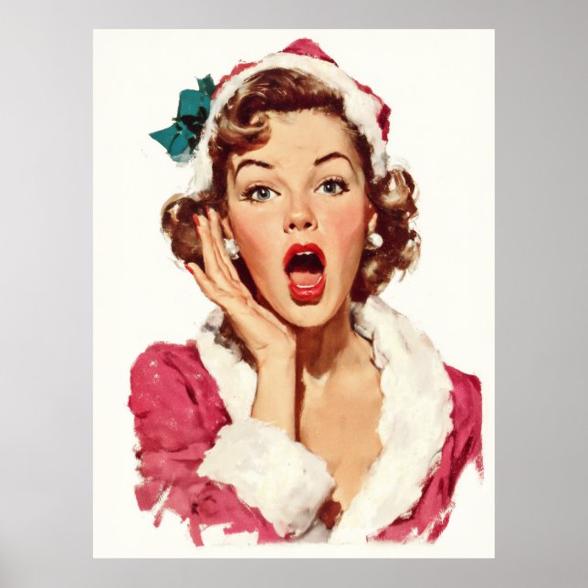 Poster Surprised Retro Christmas Pin-Up (Frente)