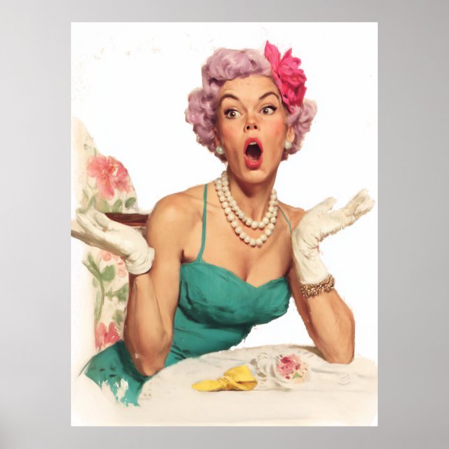 Poster Surprised Retro Glamour Lady (Frente)