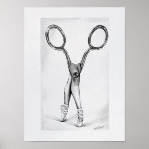 Poster surreal da arte do lápis da dança da