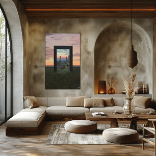 Poster Surreal Dreamlike Gateway to City in the Fields