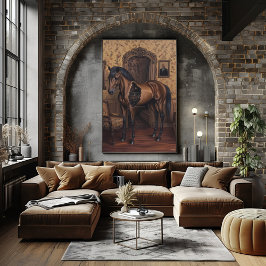 Poster Surreal Dreamscape de um Cavalo oco em uma vinheta