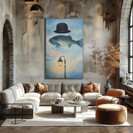 Poster Surreal Dreamscape Fish com Bowler Hat