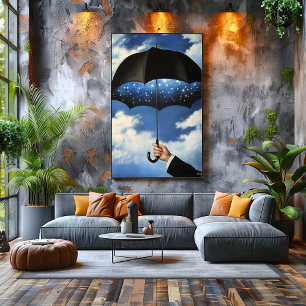 Poster Surreal Dreamscape Umbrella Reveales noite estrela