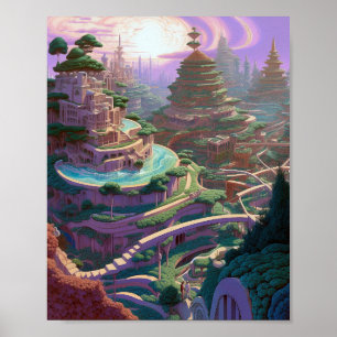 Poster Surreal Fantasy City in USA