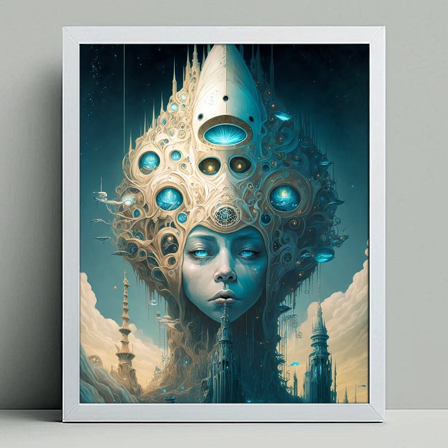 Poster Surreal Futurística Mulher Alienígena Lanscape (Criador carregado)