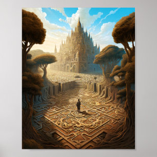 Poster Surreal Maze Castle Landscape Fantasy Art