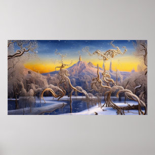 Poster Surreal Modern Abstrato de inverno terra maravilho
