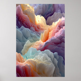 Poster Surreal Pastel Rainbow Mountains Fantasy Landscape