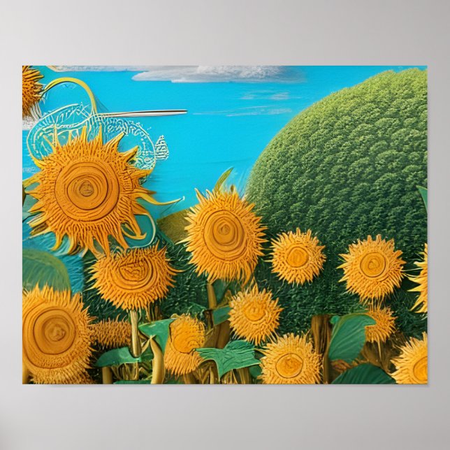Poster Surreal Sunflower of Yarn (Frente)
