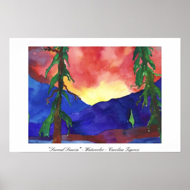 Poster "Surreal Sunrise" - Watercolor - Caroline Tigeress (Frente)