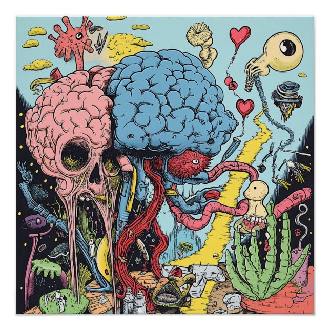 Póster Surreal Underground Comix Psychedelic Art poster (Frente)