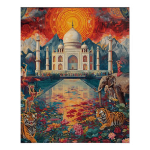 Póster Surrealista Paisagem dos Sonhos Taj Mahal Índia Vi