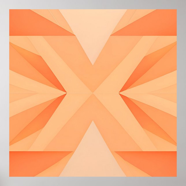 Poster Surto de Estrela Geométrica Laranja Quente Abstrat (Frente)