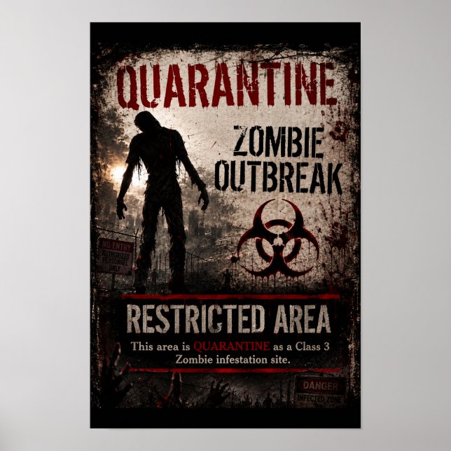 Poster Surto de Zumbi em Quarentena – Área Restrita (Frente)