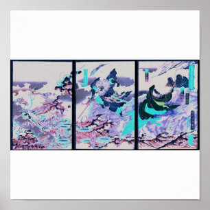 Poster Susano que massacra Yamata-nenhuns-Orochi 1870s do