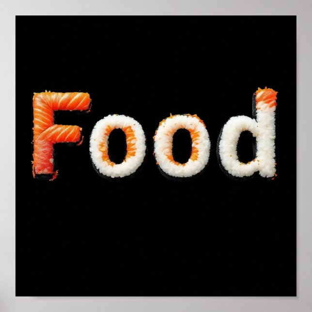 Poster Sushi Art - Design de Letra de Cuisine Japonês (Frente)