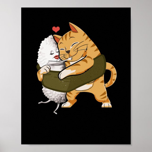 Poster Sushi Cat Kawaii Anime Neko Japonês (Frente)