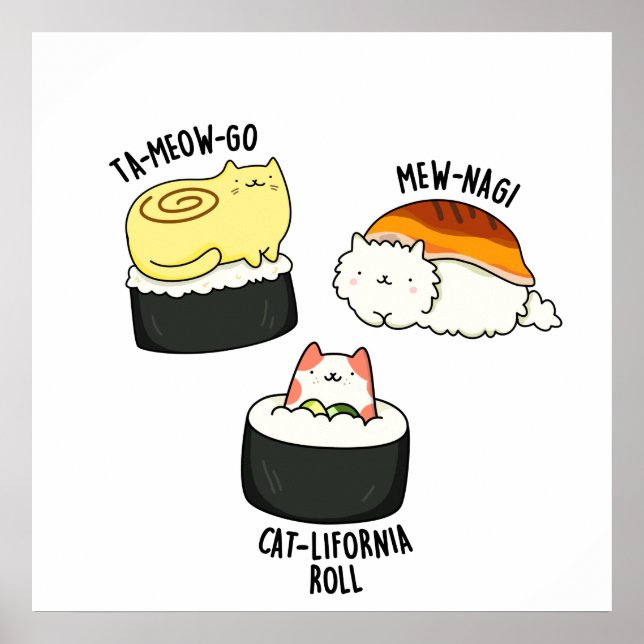 Poster Sushi Cats Funny Sushi Pun (Frente)