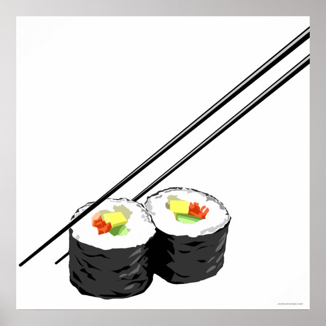 Póster Sushi e Chopsticks (Frente)