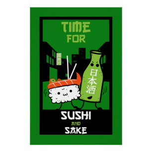 Póster Sushi E Sake Foodies