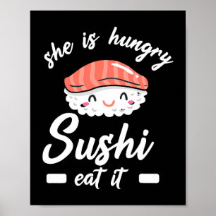 Poster Sushi Gift para Kawaii Kids Damas Wasabi Comida Sa