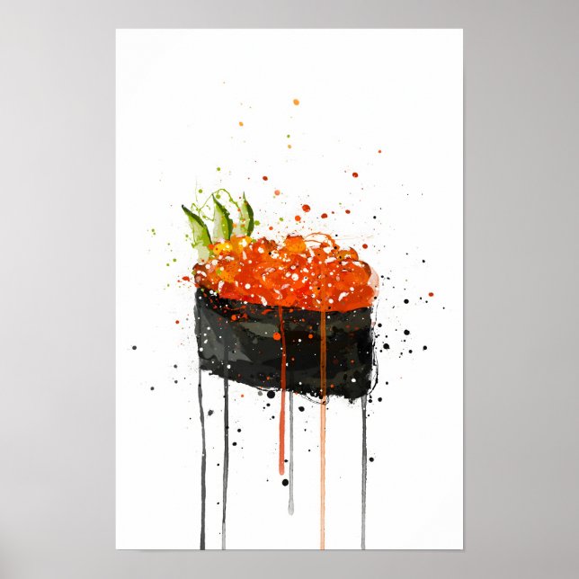 Poster Sushi Gunkan de Caviar Vermelho (Frente)
