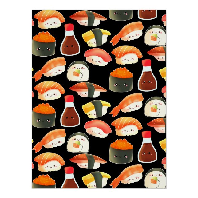 Póster Sushi japonês bonito (Frente)