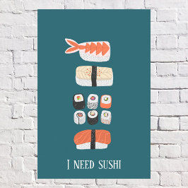Poster Sushi Japonês com Texto Personalizado