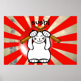 Póster Sushi Maneki Neko