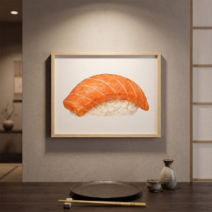 Poster Sushi Nigiri de Salmão Japonês Foodie