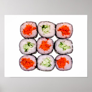 Poster Sushi Rolls - Modelo de Comida Japonês