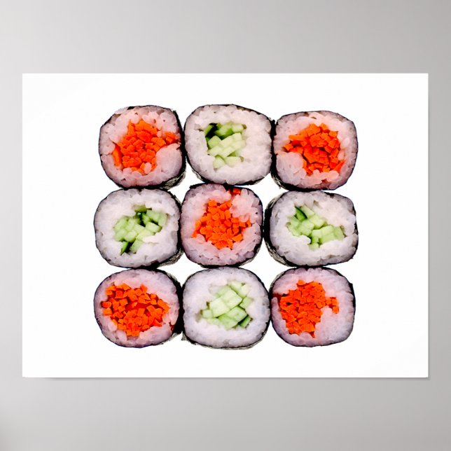 Poster Sushi Rolls - Modelo de Comida Japonês (Frente)
